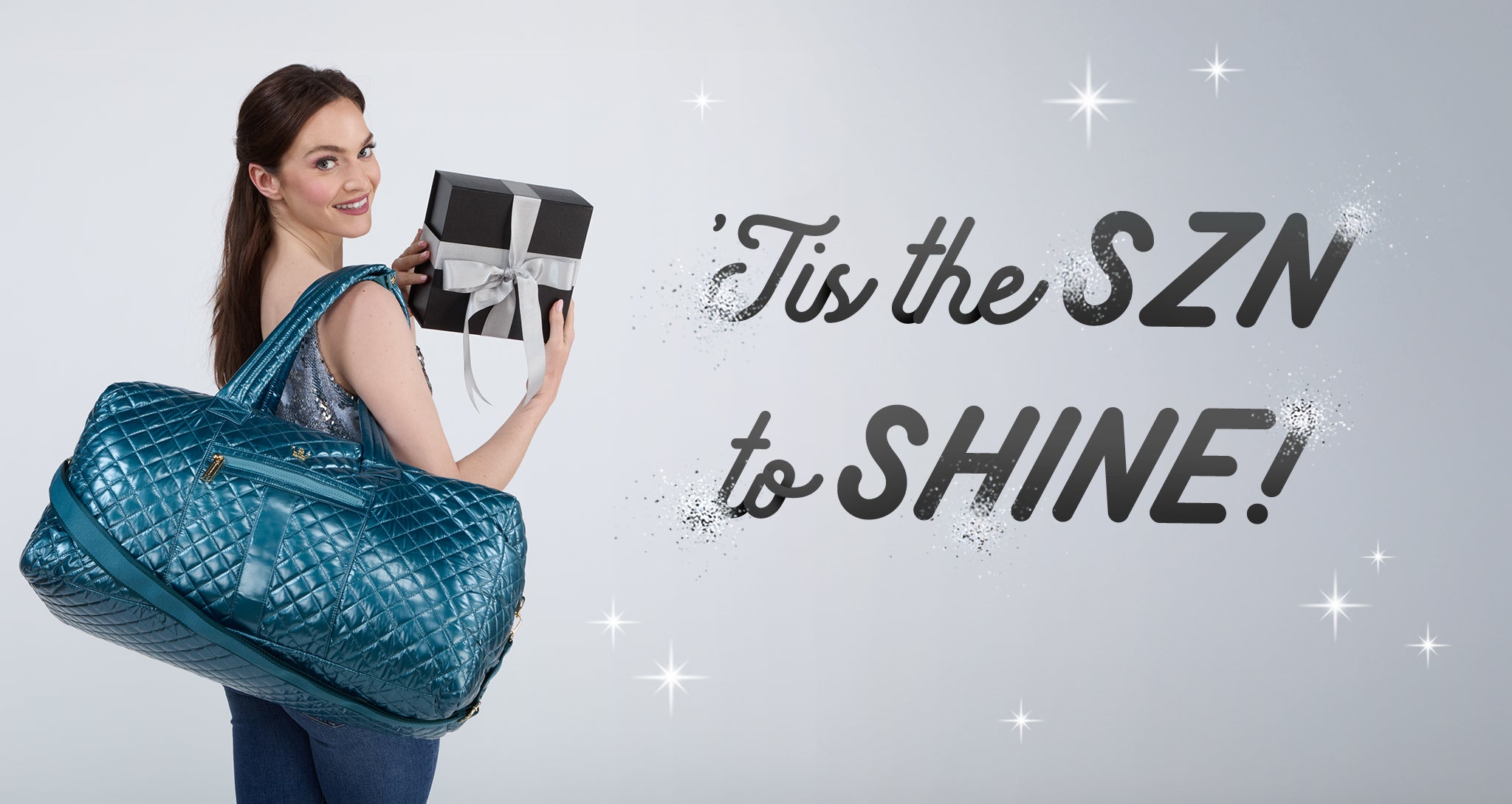 deep teal metallic duffle rfid washable