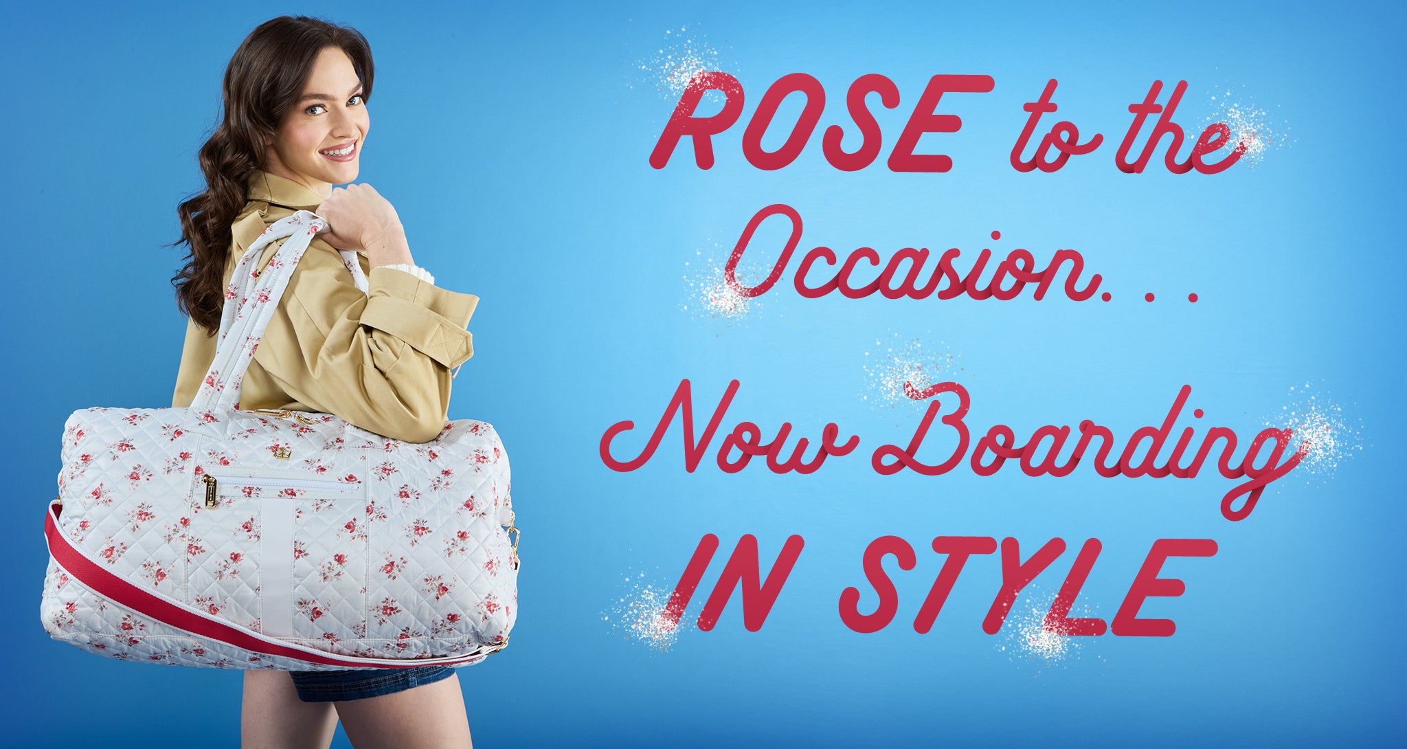 White Rose Floral duffle rfid washable