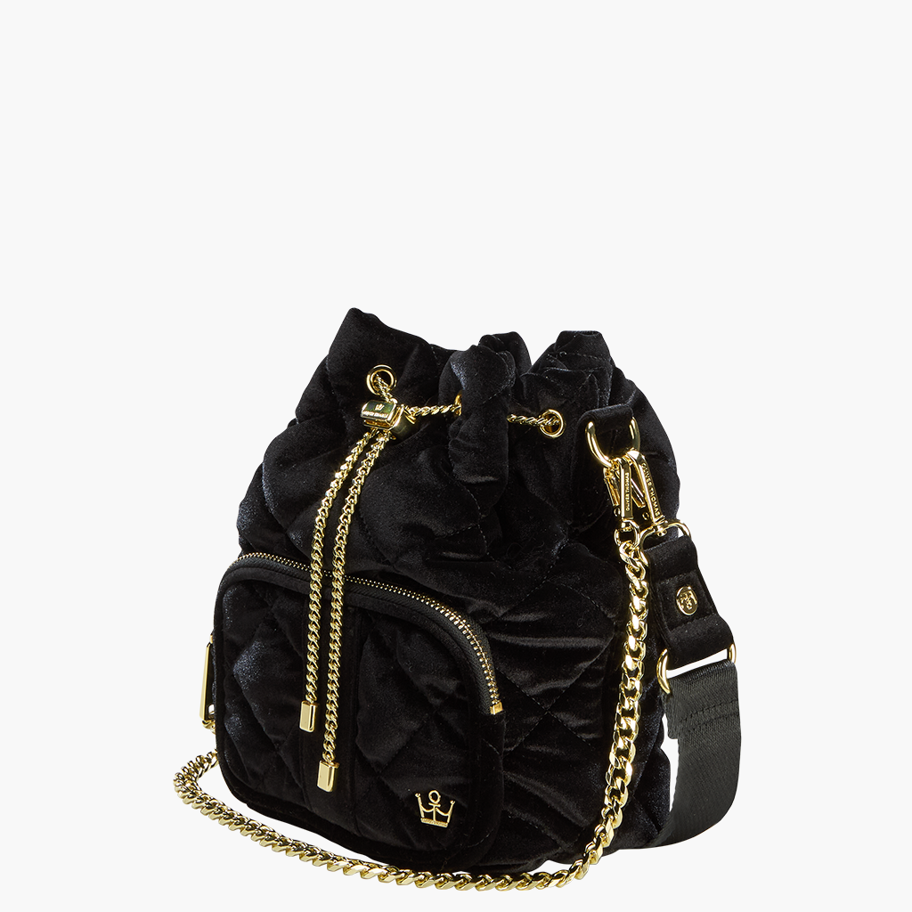 Black velvet bucket bag sale