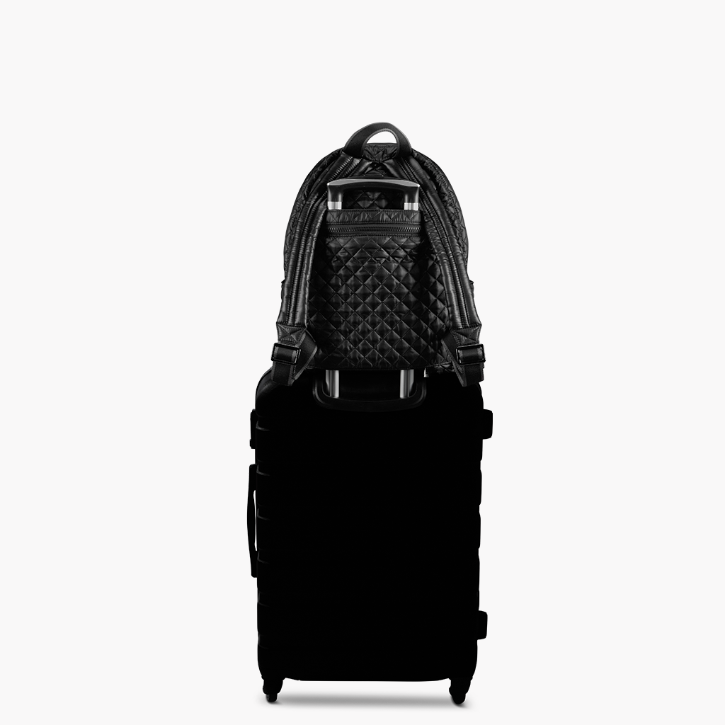 Oliver Thomas Large Wingwoman Laptop Backpack black quilted travel work Large Wingwoman Laptop Backpack – Oliver Thomas main image 3